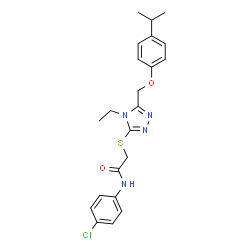 ChemSpider 2D Image | N-(4-Chlorophenyl)-2-({4-ethyl-5-[(4-isopropylphenoxy)methyl]-4H-1,2,4-triazol-3-yl}sulfanyl)acetamide | C22H25ClN4O2S
