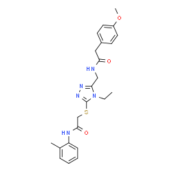 ChemSpider 2D Image | 2-{[4-Ethyl-5-({[(4-methoxyphenyl)acetyl]amino}methyl)-4H-1,2,4-triazol-3-yl]sulfanyl}-N-(2-methylphenyl)acetamide | C23H27N5O3S