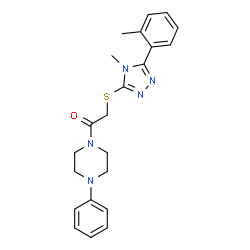 ChemSpider 2D Image | 2-(4-methyl-5-o-tolyl-4H-1,2,4-triazol-3-ylthio)-1-(4-phenylpiperazin-1-yl)ethanone | C22H25N5OS