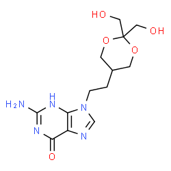 ChemSpider 2D Image | 2-Amino-9-{2-[2,2-bis(hydroxymethyl)-1,3-dioxan-5-yl]ethyl}-3,9-dihydro-6H-purin-6-one | C13H19N5O5