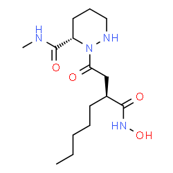 ChemSpider 2D Image | (3S)-2-[(3S)-3-(Hydroxycarbamoyl)octanoyl]-N-methylhexahydro-3-pyridazinecarboxamide | C15H28N4O4