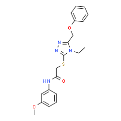 ChemSpider 2D Image | 2-{[4-Ethyl-5-(phenoxymethyl)-4H-1,2,4-triazol-3-yl]sulfanyl}-N-(3-methoxyphenyl)acetamide | C20H22N4O3S
