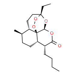 ChemSpider 2D Image | (3R,5aS,6R,8aS,9R,12S,12aR)-9-butyl-3-ethyl-6-methyloctahydro-3,12-epoxy[1,2]dioxepino[4,3-i]isochromen-10(3H)-one | C19H30O5