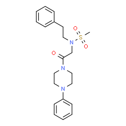 ChemSpider 2D Image | N-[2-Oxo-2-(4-phenyl-1-piperazinyl)ethyl]-N-(2-phenylethyl)methanesulfonamide | C21H27N3O3S