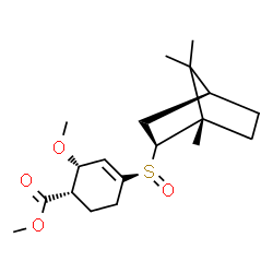 ChemSpider 2D Image | Methyl (1S,2S)-2-methoxy-4-{(R)-[(1S,2S,4S)-1,7,7-trimethylbicyclo[2.2.1]hept-2-yl]sulfinyl}-3-cyclohexene-1-carboxylate | C19H30O4S