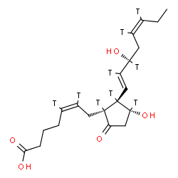 ChemSpider 2D Image | (5Z,11beta,12alpha,13Z,15R,17Z)-11,15-Dihydroxy-9-oxo(5,6,8,11,12,14,15,17,18-~3~H_9_)prosta-5,13,17-trien-1-oic acid | C20H21T9O5