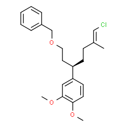 ChemSpider 2D Image | 4-[(3R,6E)-1-(Benzyloxy)-7-chloro-6-methyl-6-hepten-3-yl]-1,2-dimethoxybenzene | C23H29ClO3