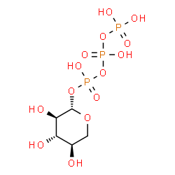 ChemSpider 2D Image | 1-O-(Hydroxy{[hydroxy(phosphonooxy)phosphoryl]oxy}phosphoryl)-beta-D-xylopyranose | C5H13O14P3