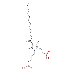 ChemSpider 2D Image | 5-[2-(2-Carboxyethyl)-4-dodecanoyl-3,5-dimethyl-1H-pyrrol-1-yl]pentanoic acid | C26H43NO5