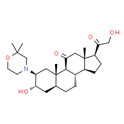 ChemSpider 2D Image | (2beta,3alpha,5alpha)-2-(2,2-Dimethyl-4-morpholinyl)-3,21-dihydroxypregnane-11,20-dione | C27H43NO5