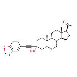 ChemSpider 2D Image | (3alpha,5beta)-3-(1,3-Benzodioxol-5-ylethynyl)-3-hydroxypregnan-20-one | C30H38O4