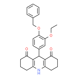 ChemSpider 2D Image | 9-(4-Benzyloxy-3-ethoxy-phenyl)-3,4,6,7,9,10-hexahydro-2H,5H-acridine-1,8-dione | C28H29NO4