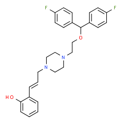 ChemSpider 2D Image | 2-[(1E)-3-(4-{2-[Bis(4-fluorophenyl)methoxy]ethyl}-1-piperazinyl)-1-propen-1-yl]phenol | C28H30F2N2O2