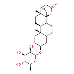ChemSpider 2D Image | (3beta,5beta,14beta,17alpha)-21-Oxo-14,21-epoxypregnan-3-yl 6-deoxy-alpha-L-mannopyranoside | C27H42O7