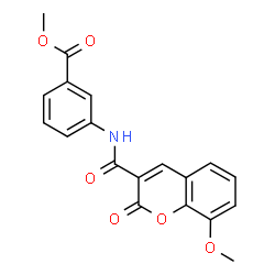 ChemSpider 2D Image | Methyl 3-{[(8-methoxy-2-oxo-2H-chromen-3-yl)carbonyl]amino}benzoate | C19H15NO6