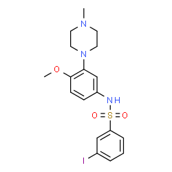 ChemSpider 2D Image | 3-Iodo-N-[4-methoxy-3-(4-methyl-1-piperazinyl)phenyl]benzenesulfonamide | C18H22IN3O3S