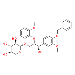 ChemSpider 2D Image | (2S,3R)-3-[4-(Benzyloxy)-3-methoxyphenyl]-3-hydroxy-2-(2-methoxyphenoxy)propyl beta-D-xylopyranoside | C29H34O10