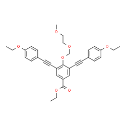 ChemSpider 2D Image | Ethyl 3,5-bis[(4-ethoxyphenyl)ethynyl]-4-[(2-methoxyethoxy)methoxy]benzoate | C33H34O7