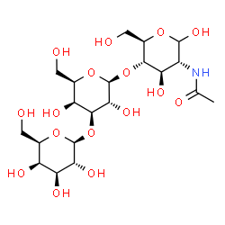 ChemSpider 2D Image | beta-D-Galactopyranosyl-(1->3)-beta-D-galactopyranosyl-(1->4)-2-acetamido-2-deoxy-D-glucopyranose | C20H35NO16
