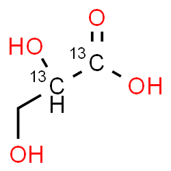 ChemSpider 2D Image | 2,3-Dihydroxy(1,2-~13~C_2_)propanoic acid | C13C2H6O4