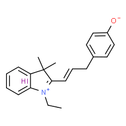 ChemSpider 2D Image | 4-[(2E)-3-(1-Ethyl-3,3-dimethyl-3H-indolium-2-yl)-2-propen-1-yl]phenolate hydroiodide (1:1) | C21H24INO