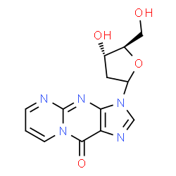 ChemSpider 2D Image | 3-(2-Deoxy-D-erythro-pentofuranosyl)pyrimido[1,2-a]purin-10(3H)-one | C13H13N5O4