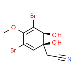 ChemSpider 2D Image | [(1S,6S)-3,5-Dibromo-1,6-dihydroxy-4-methoxy-2,4-cyclohexadien-1-yl]acetonitrile | C9H9Br2NO3