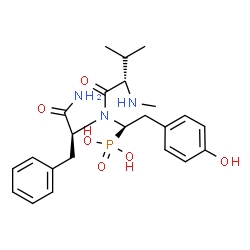 ChemSpider 2D Image | N-Methyl-L-valyl-Nalpha-[(1R)-2-(4-hydroxyphenyl)-1-phosphonoethyl]-L-phenylalaninamide | C23H32N3O6P