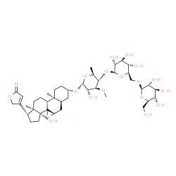 ChemSpider 2D Image | (3beta,5beta,7alpha,8xi)-3-{[beta-D-Glucopyranosyl-(1->6)-beta-D-glucopyranosyl-(1->4)-6-deoxy-3-O-methyl-alpha-L-glucopyranosyl]oxy}-14-hydroxy-7,8-epoxycard-20(22)-enolide | C42H64O19