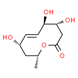 ChemSpider 2D Image | (4R,5R,8S,10R)-4,5,8-Trihydroxy-10-methyl-3,4,5,8,9,10-hexahydro-2H-oxecin-2-one | C10H16O5