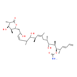ChemSpider 2D Image | (3E,5S,6R,7R,8R,9S,11Z,13R,16Z,18S)-8,14,18-Trihydroxy-19-[(2R,3S,4R,5S)-4-hydroxy-3,5-dimethyl-6-oxotetrahydro-2H-pyran-2-yl]-5,7,9,11,13,15-hexamethyl-1,3,11,16-nonadecatetraen-6-yl carbamate (non-p
referred name) | C33H55NO8