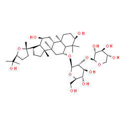 ChemSpider 2D Image | (3alpha,5xi,6beta,12alpha,24S)-3,12,25-Trihydroxy-20,24-epoxydammaran-6-yl 2-O-beta-D-xylopyranosyl-beta-D-glucopyranoside | C41H70O14
