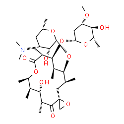 ChemSpider 2D Image | (3S,5R,6S,7R,8R,11R,12S,13R,14S,15S)-6-Hydroxy-5,7,8,11,13,15-hexamethyl-4,10-dioxo-14-{[3,4,6-trideoxy-3-(dimethylamino)-beta-L-lyxo-hexopyranosyl]oxy}-1,9-dioxaspiro[2.13]hexadec-12-yl 2,6-dideoxy-3
-O-methyl-beta-L-arabino-hexopyranoside | C35H61NO12