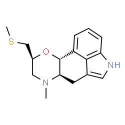 ChemSpider 2D Image | (6aR,9S,10aR)-7-Methyl-9-[(methylsulfanyl)methyl]-4,6a,7,8,9,10a-hexahydro-6H-indolo[3,4-gh][1,4]benzoxazine | C16H20N2OS