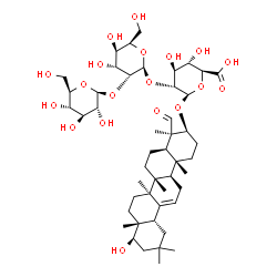 ChemSpider 2D Image | (3beta,22beta)-22-Hydroxy-24-oxoolean-12-en-3-yl beta-D-glucopyranosyl-(1->2)-beta-D-gulopyranosyl-(1->2)-beta-D-glucopyranosiduronic acid | C48H76O19