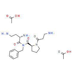 ChemSpider 2D Image | beta-Alanyl-N-benzyl-N-[(2S)-2,4-diaminobutanoyl]-L-prolinamide acetate (1:2) | C23H37N5O7