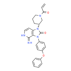 ChemSpider 2D Image | 4-amino-3-(4-phenoxyphenyl)-1-[(3R)-1-(prop-2-enoyl)piperidin-3-yl]-1H,2H,3H-imidazo[4,5-c]pyridin-2-one | C26H25N5O3