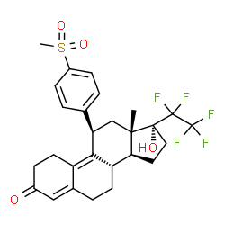 ChemSpider 2D Image | (11beta)-20,20,21,21,21-Pentafluoro-17-hydroxy-11-[4-(methylsulfonyl)phenyl]-19-norpregna-4,9-dien-3-one | C27H29F5O4S