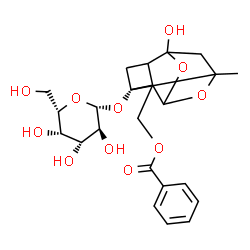 ChemSpider 2D Image | [(3S)-3-(beta-L-Galactopyranosyloxy)-6-hydroxy-8-methyl-9,10-dioxatetracyclo[4.3.1.0~2,5~.0~3,8~]dec-2-yl]methyl benzoate | C23H28O11