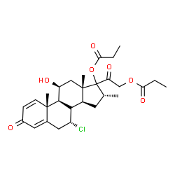 ChemSpider 2D Image | (7alpha,11beta,16alpha,17xi)-7-Chloro-11-hydroxy-16-methyl-3,20-dioxopregna-1,4-diene-17,21-diyl dipropanoate | C28H37ClO7