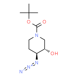 ChemSpider 2D Image | 2-Methyl-2-propanyl (3S,4S)-4-azido-3-hydroxy-1-piperidinecarboxylate | C10H18N4O3