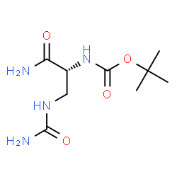 ChemSpider 2D Image | 3-(Carbamoylamino)-N~2~-{[(2-methyl-2-propanyl)oxy]carbonyl}-D-alaninamide | C9H18N4O4