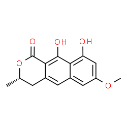 ChemSpider 2D Image | (3S)-9,10-Dihydroxy-7-methoxy-3-methyl-3,4-dihydro-1H-benzo[g]isochromen-1-one | C15H14O5