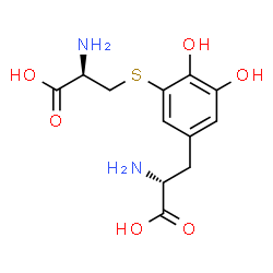 ChemSpider 2D Image | 3-{[(2R)-2-Amino-2-carboxyethyl]sulfanyl}-5-hydroxy-D-tyrosine | C12H16N2O6S