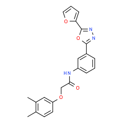 ChemSpider 2D Image | 2-(3,4-Dimethylphenoxy)-N-{3-[5-(2-furyl)-1,3,4-oxadiazol-2-yl]phenyl}acetamide | C22H19N3O4