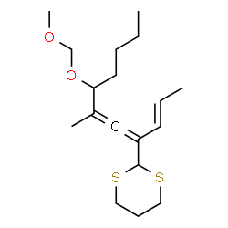 ChemSpider 2D Image | 2-[(2E)-7-(Methoxymethoxy)-6-methyl-2,4,5-undecatrien-4-yl]-1,3-dithiane | C18H30O2S2