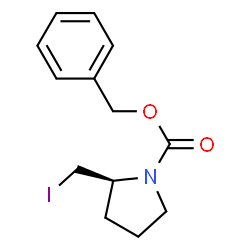 ChemSpider 2D Image | Benzyl (2S)-2-(iodomethyl)-1-pyrrolidinecarboxylate | C13H16INO2