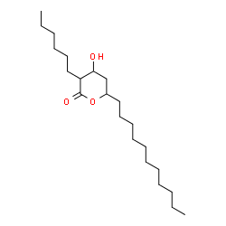 ChemSpider 2D Image | 3-Hexyl-4-hydroxy-6-undecyltetrahydro-2H-pyran-2-one | C22H42O3