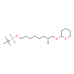 ChemSpider 2D Image | Dimethyl(2-methyl-2-propanyl){[(7R)-7-methyl-8-(tetrahydro-2H-pyran-2-yloxy)octyl]oxy}silane | C20H42O3Si
