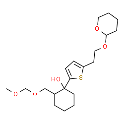 ChemSpider 2D Image | 2-[(Methoxymethoxy)methyl]-1-{5-[2-(tetrahydro-2H-pyran-2-yloxy)ethyl]-2-thienyl}cyclohexanol | C20H32O5S